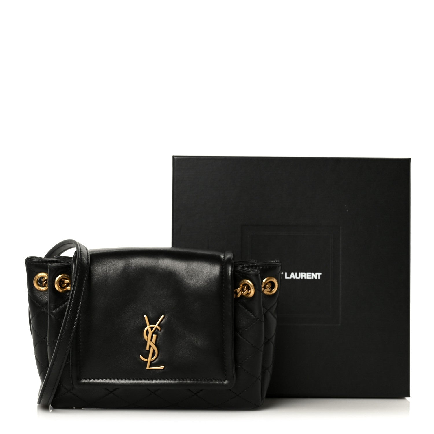 Saint Laurent Lambskin Quilted Monogram Mini Nolita Black 11 of 11