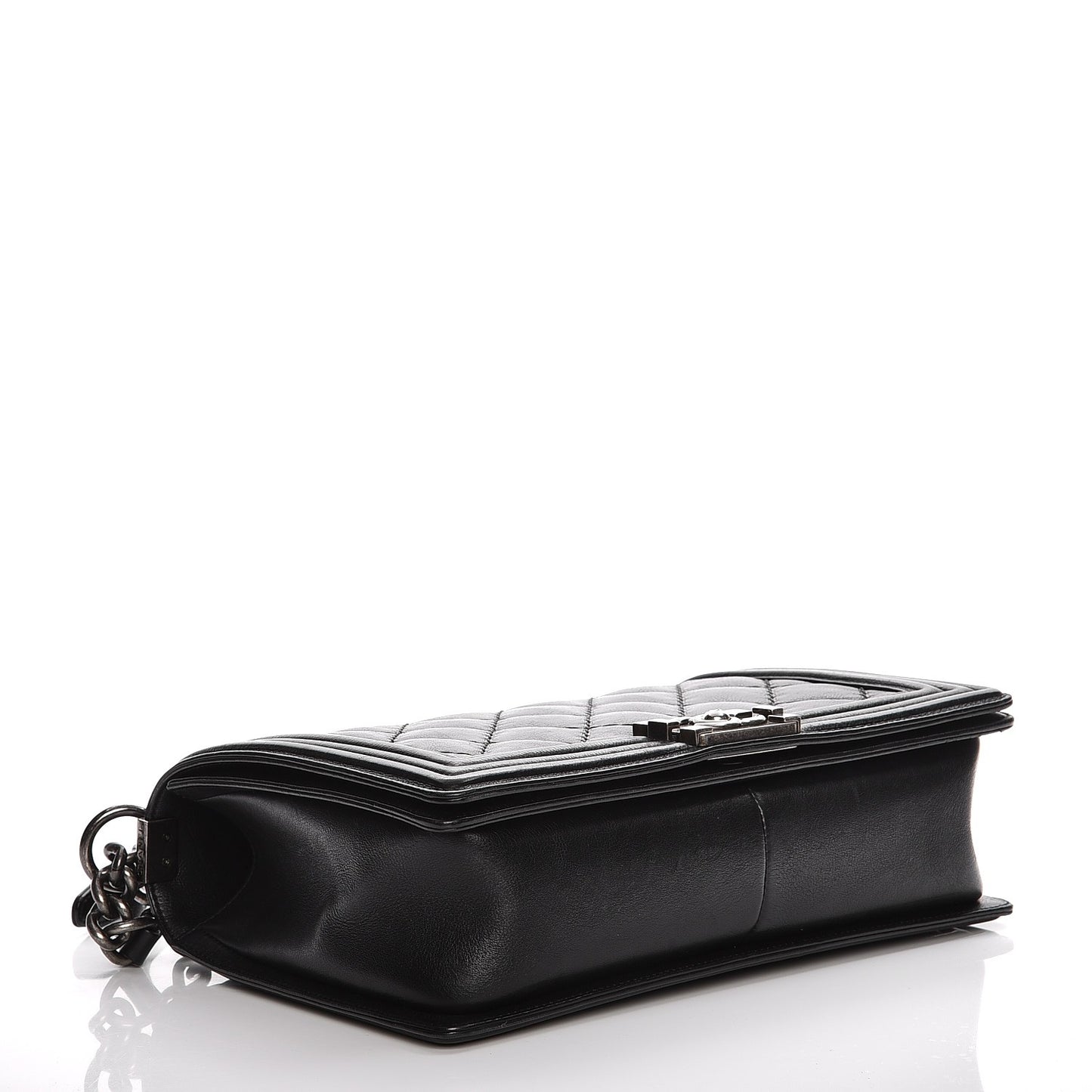Calfskin Quilted Double Stitch New Medium Boy Flap Black