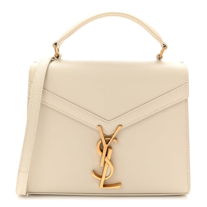 Saint Laurent Grain de Poudre Mini Classic Monogram Cassandra Top Handle Vintage White 1 of 10
