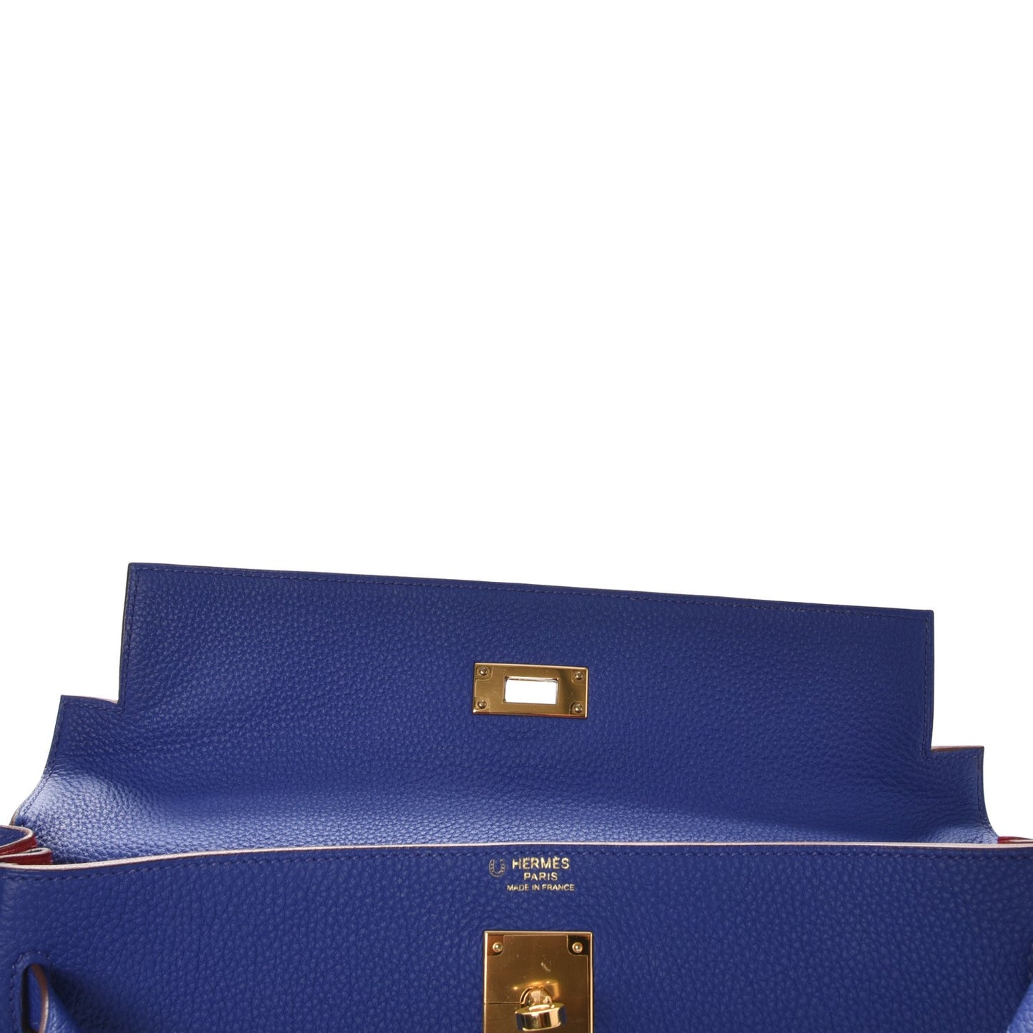 Togo Horseshoe Kelly Retourne 32 Bleu Electrique Rouge H