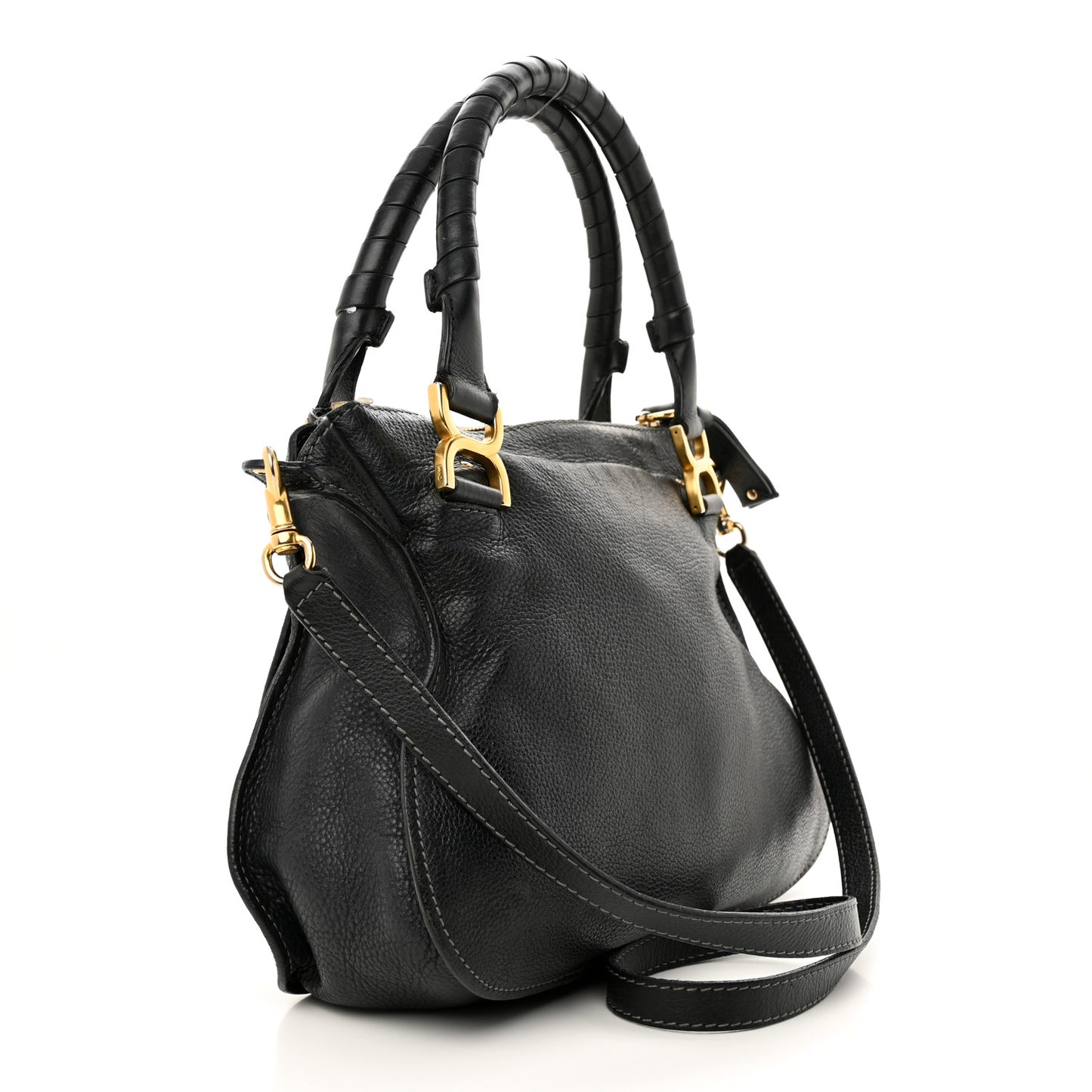 Calfskin Medium Marcie Satchel Black