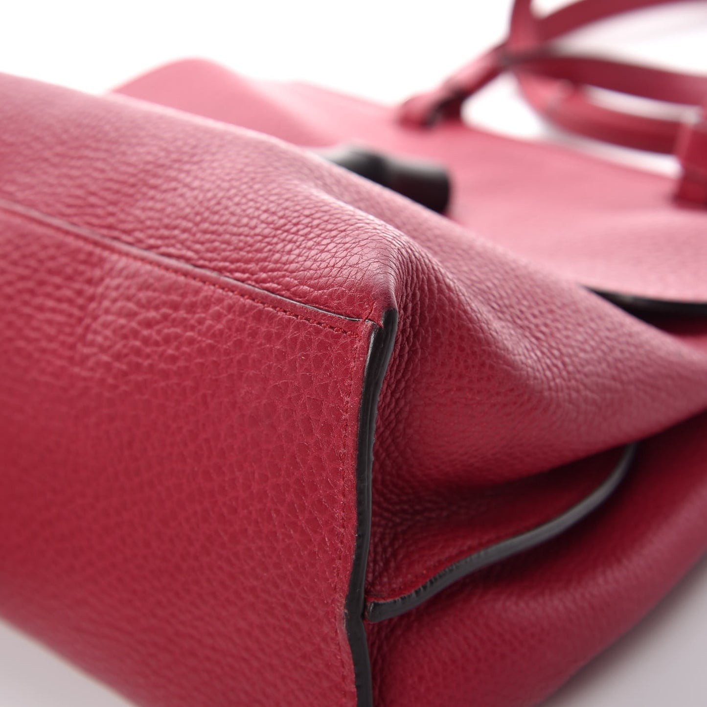 Pebbled Calfskin Medium Bamboo Daily Top Handle Bag Petunia