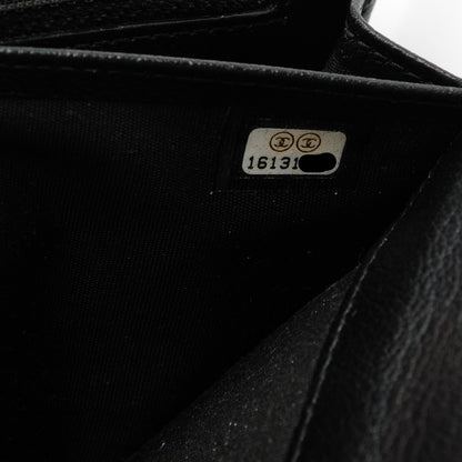 Chanel Goatskin Camellia Embossed Flap Wallet Black 8 of 8