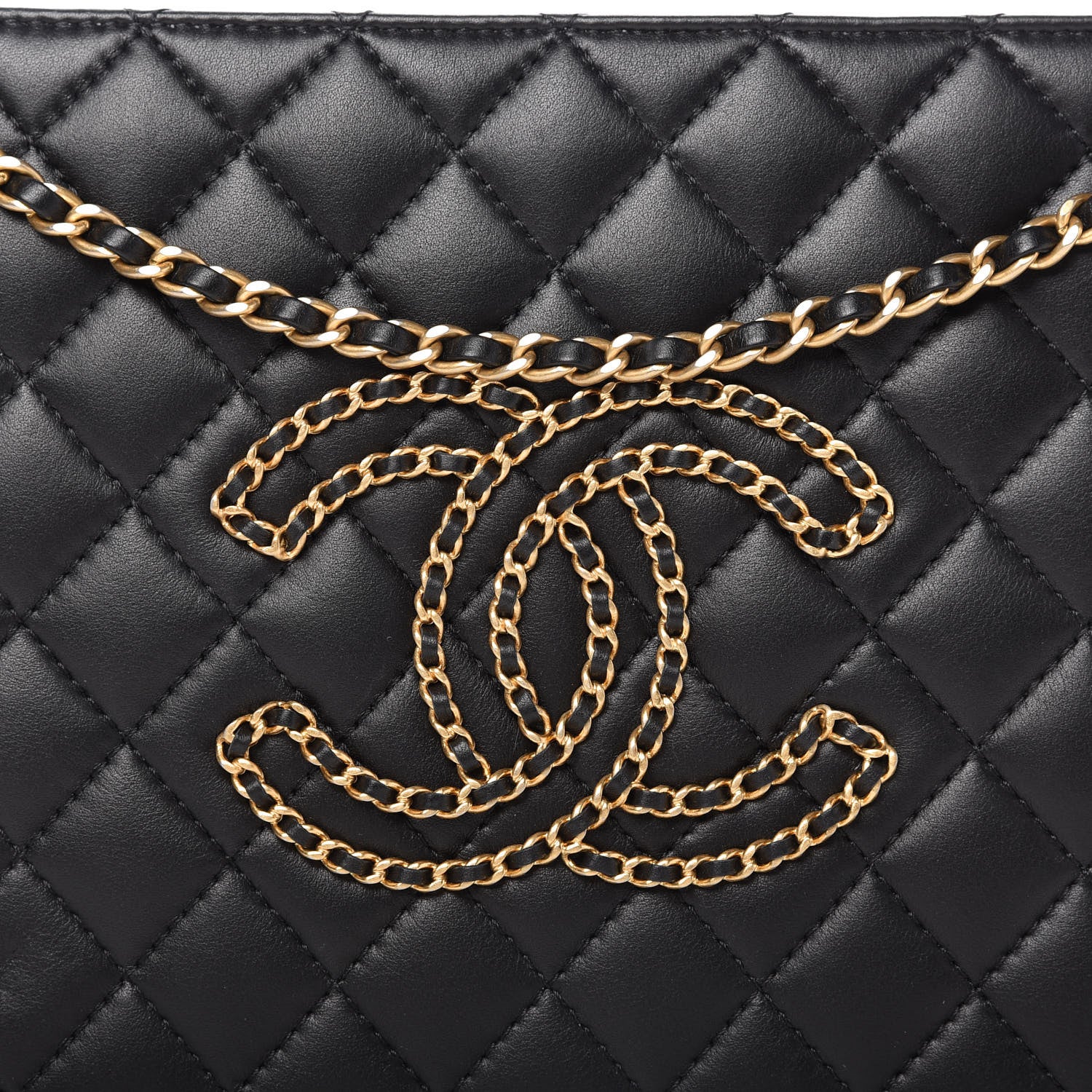 Chanel Calfskin Quilted CC Chain Accordion Tote Black 11 of 12