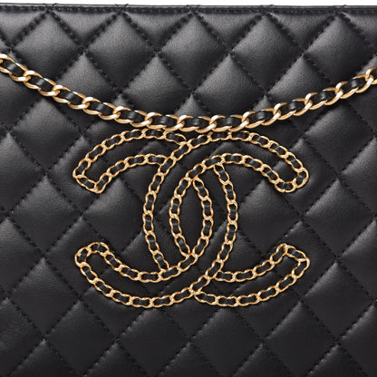 Chanel Calfskin Quilted CC Chain Accordion Tote Black 11 of 12