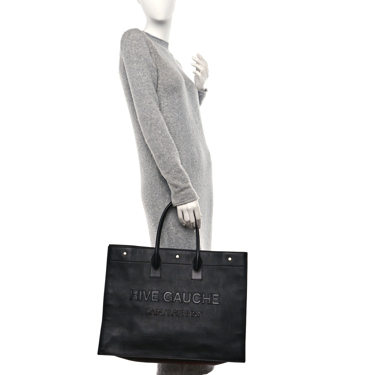 Saint Laurent Vitello Rive Gauche Large Tote Black 2 of 10