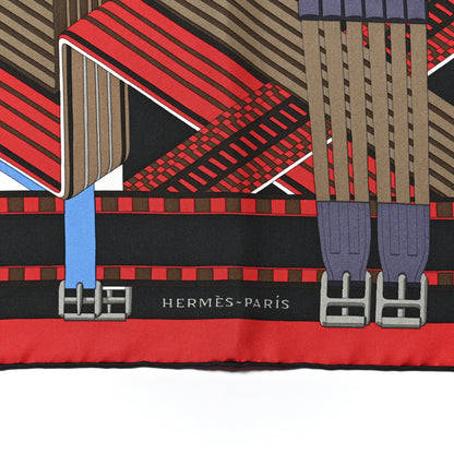 Hermes Silk Double Sangle Scarf 90 Marine Cobalt Black Rouge 2 of 4