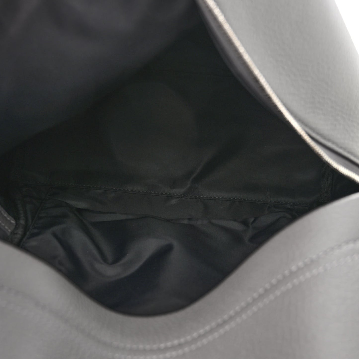 Calfskin Logo Embossed Backpack Charcoal Grey
