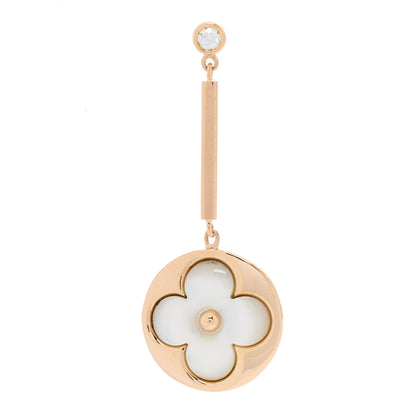 Louis Vuitton 18K Pink Gold Diamond Mother of Pearl Color Blossom Long Single Earring 1 of 4