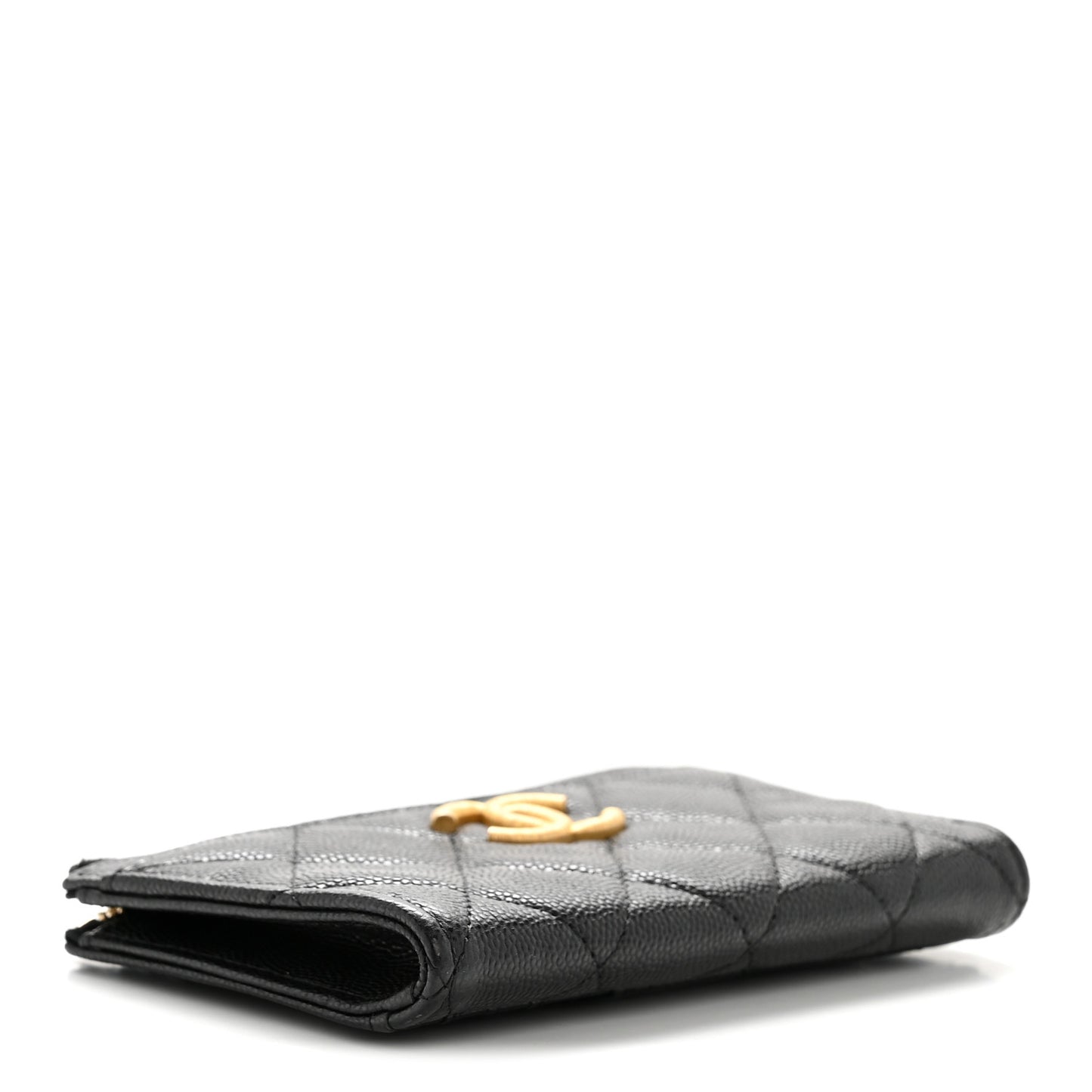Caviar Quilted CC Zip Around Card Holder Black