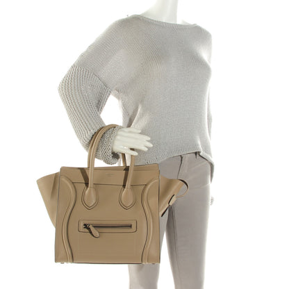 Celine Drummed Calfskin Mini Luggage Dune 2 of 7