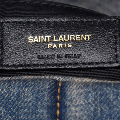 Saint Laurent Denim Quilted Small Loulou Puffer Monogram Chain Satchel Blue Cinnamon 6 of 8