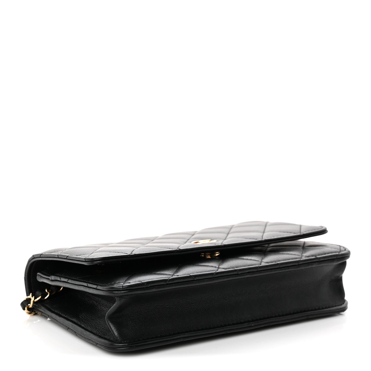 Lambskin Quilted Wallet On Chain WOC Black
