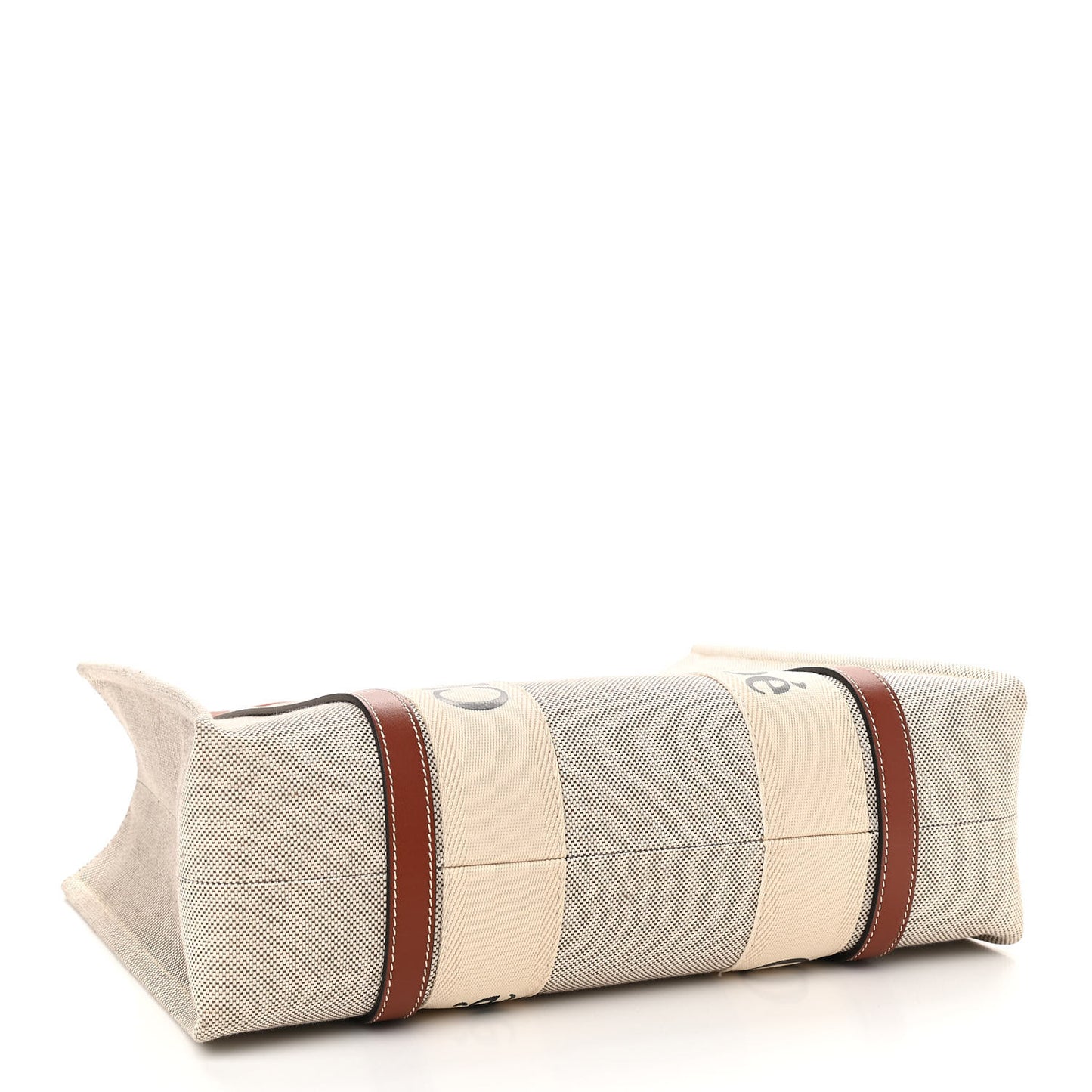 Cotton Calfskin Medium Woody Ribbon Tote White Brown