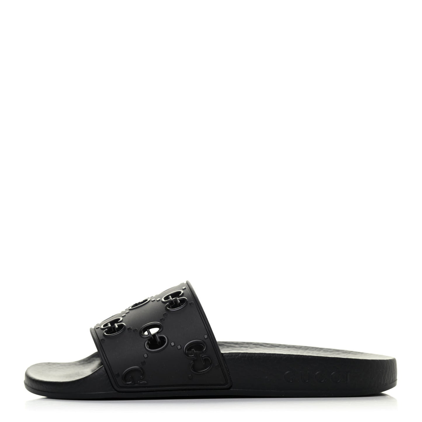 Rubber GG Monogram Perforated Womens Slide Sandals 36 Black