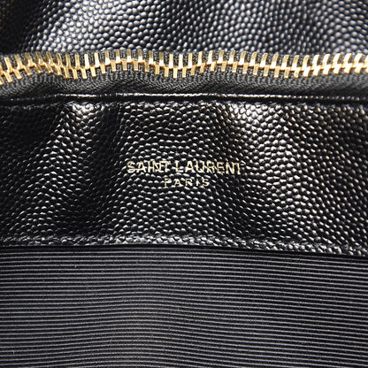 Saint Laurent Grain De Poudre Matelasse Chevron Monogram Shopping Bag Black 8 of 8