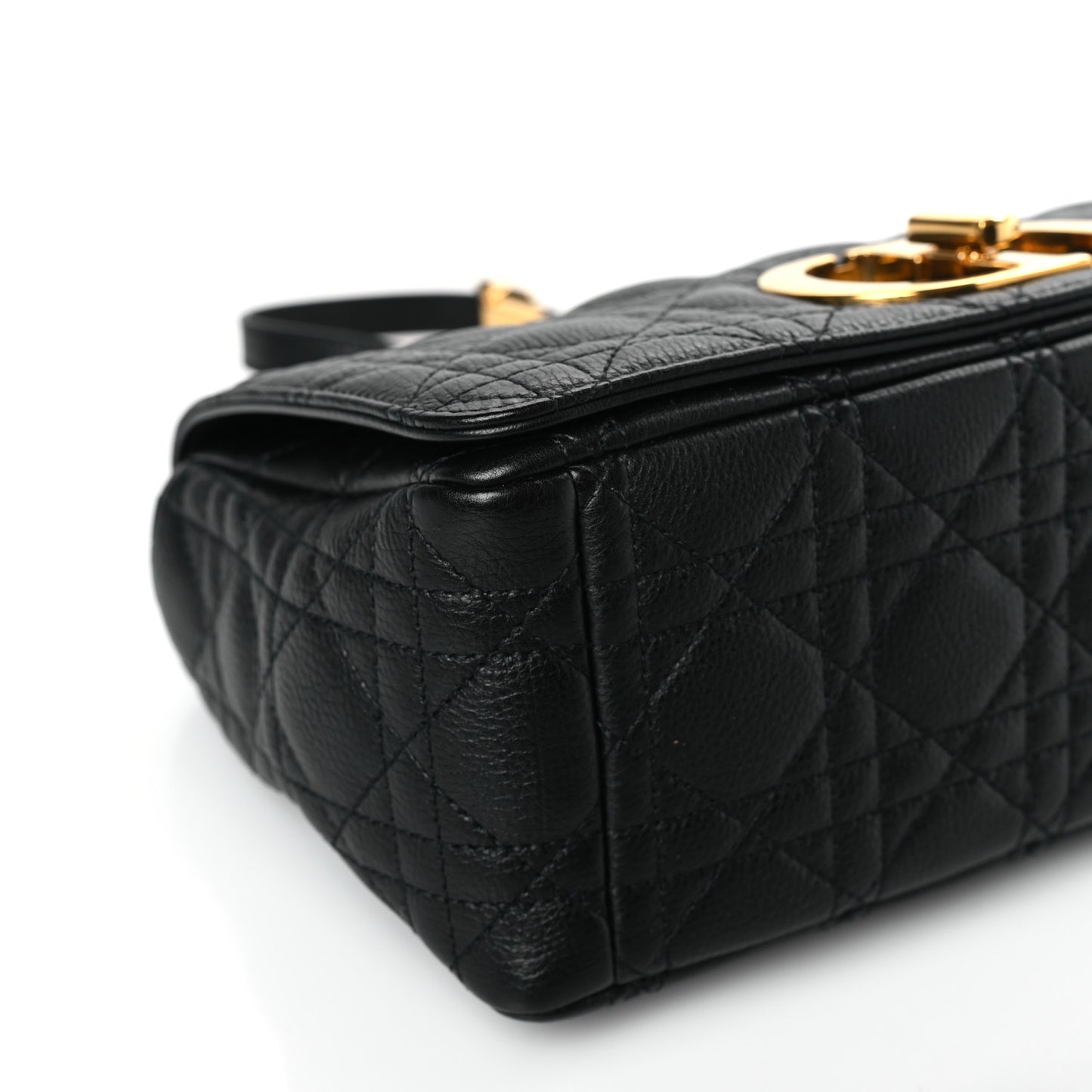 Calfskin Cannage Medium Caro Bag Black