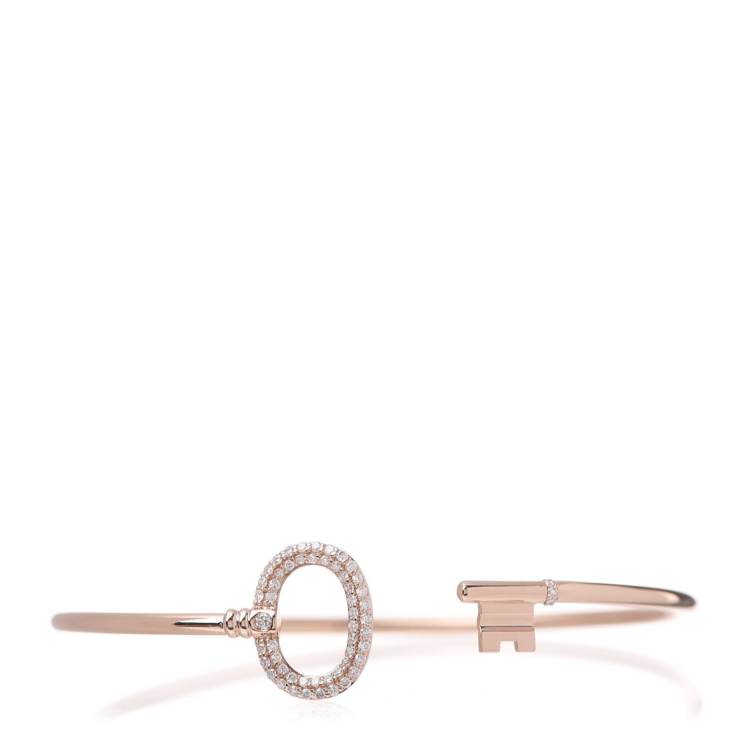 Tiffany 18K Rose Gold Diamond Keys Wire Bracelet 1 of 4