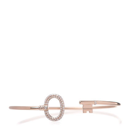 Tiffany 18K Rose Gold Diamond Keys Wire Bracelet 1 of 4