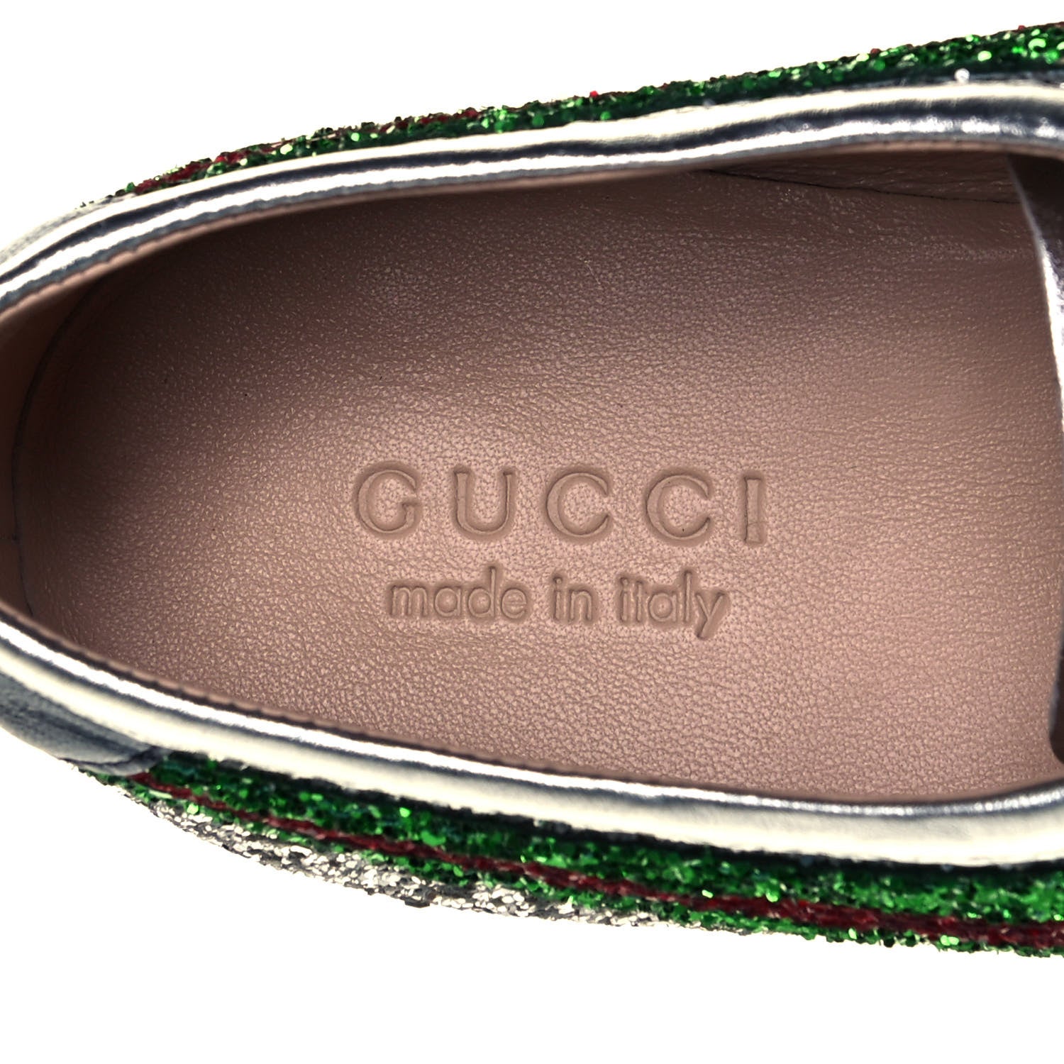 Gucci Glitter Fabric Web Mens Falacer Sneakers 9 Silver 7 of 7