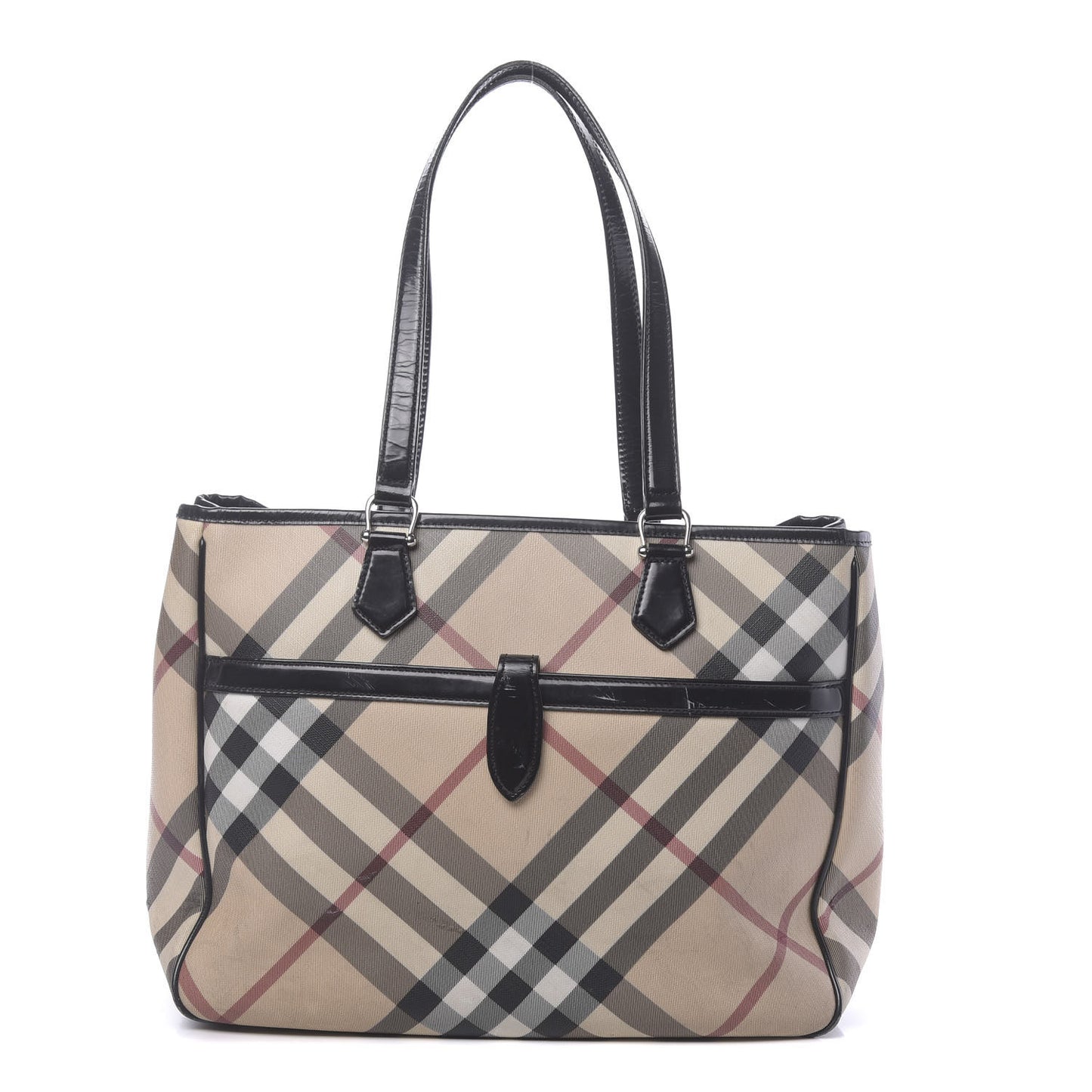 Patent Trim Nova Check Tote Black