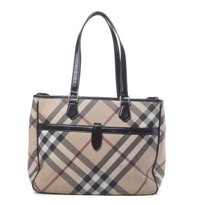 Burberry Patent Trim Nova Check Tote Black 1 of 28