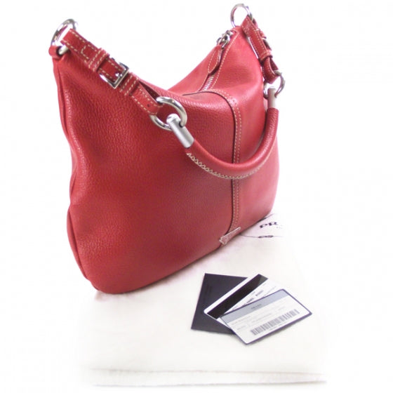 Vitello Daino Shoulder Bag Rosso