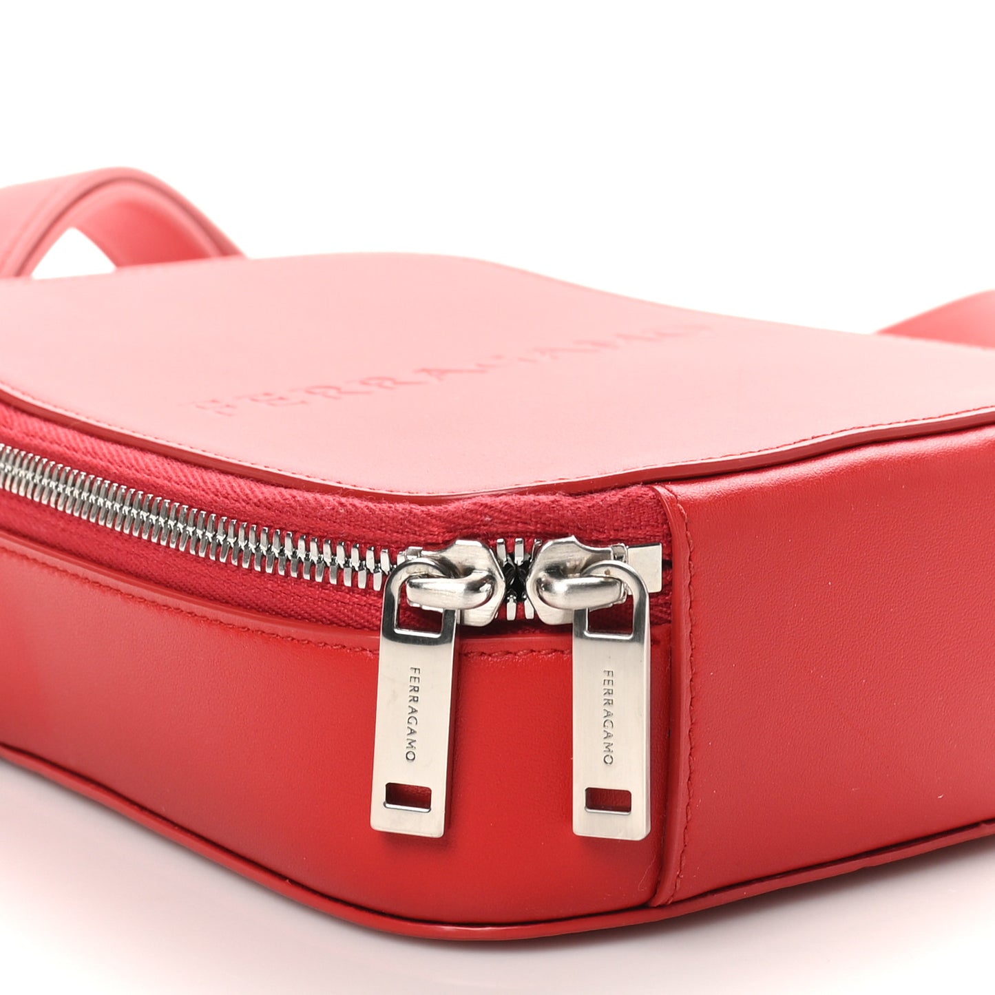 Calfskin Logo Embossed Crossbody Bag Flame Red