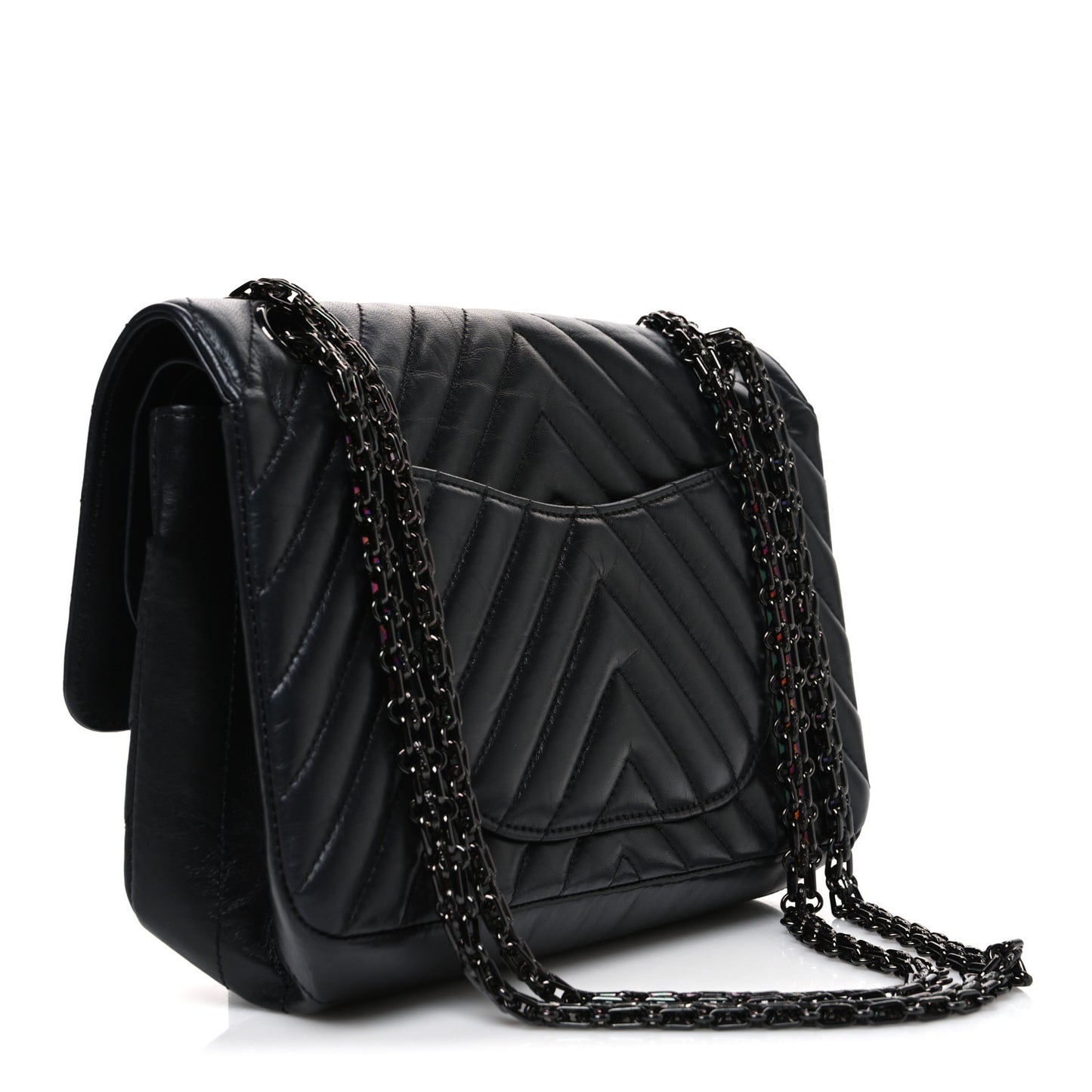 Sheepskin Chevron Quilted 2.55 Reissue 225 Double Flap So Black