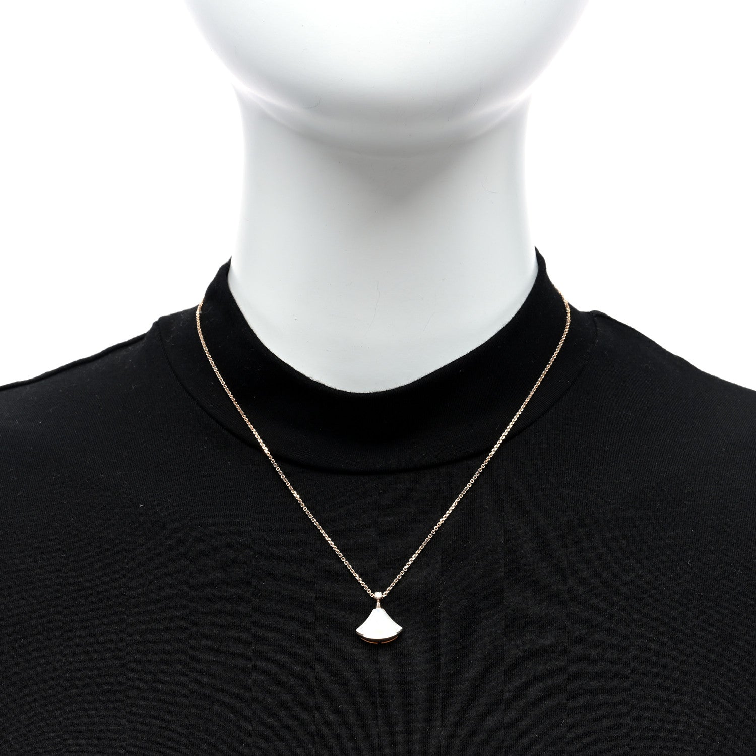 Bulgari 18K Rose Gold Diamond Mother of Pearl Small Divas' Dream Pendant Necklace 2 of 5