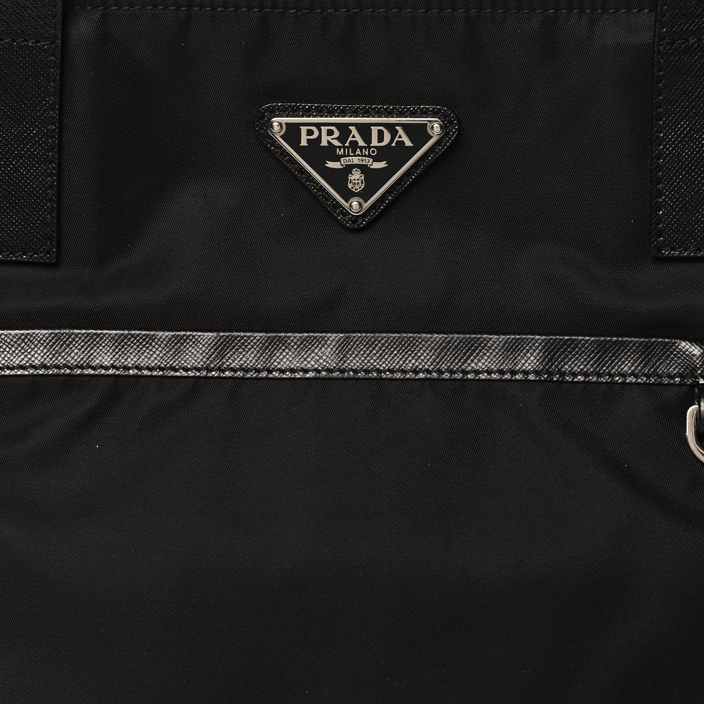 Tessuto Nylon Saffiano Pocket Tote Black