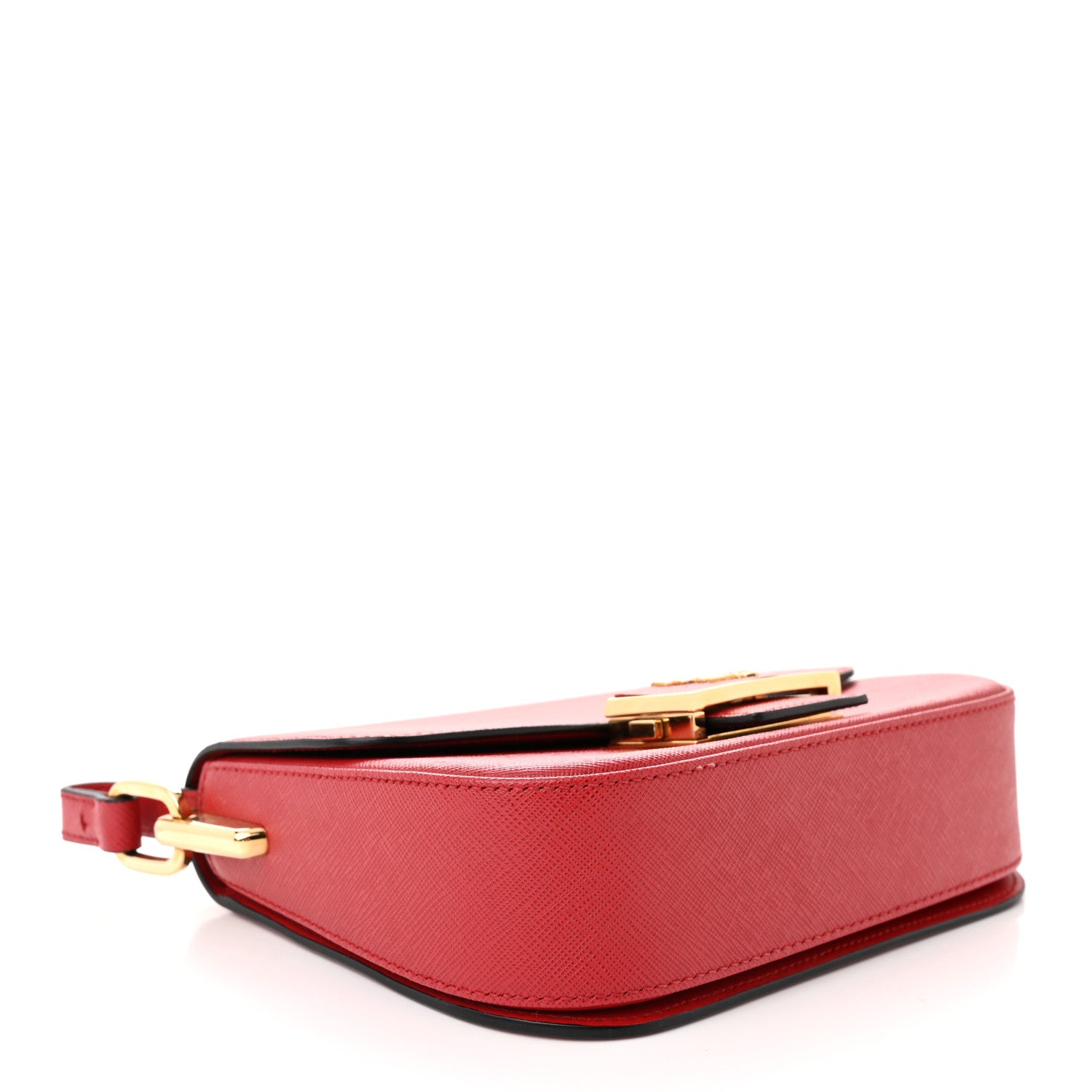 Prada Saffiano Lux Embleme Flap Shoulder Bag Fuoco 4 of 11