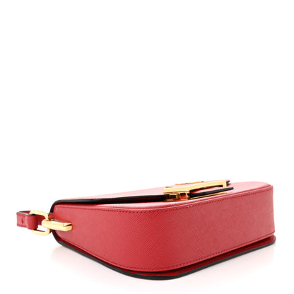 Prada Saffiano Lux Embleme Flap Shoulder Bag Fuoco 4 of 11
