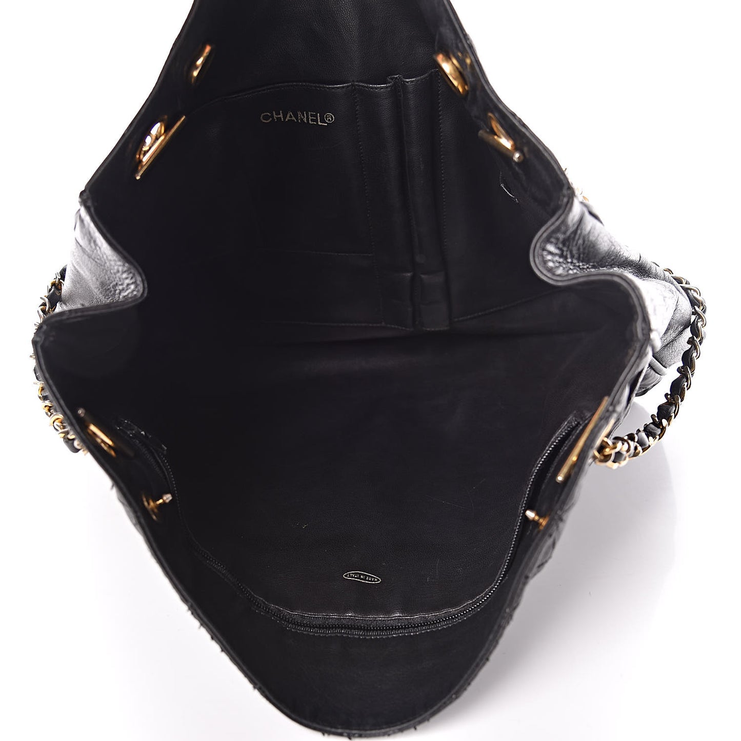 Lambskin Stitched Shopper Tote Black