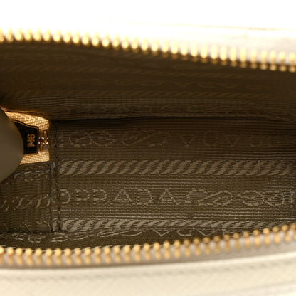 Prada Saffiano Metal Triangle Logo Mini Pouch with Handle White 5 of 10