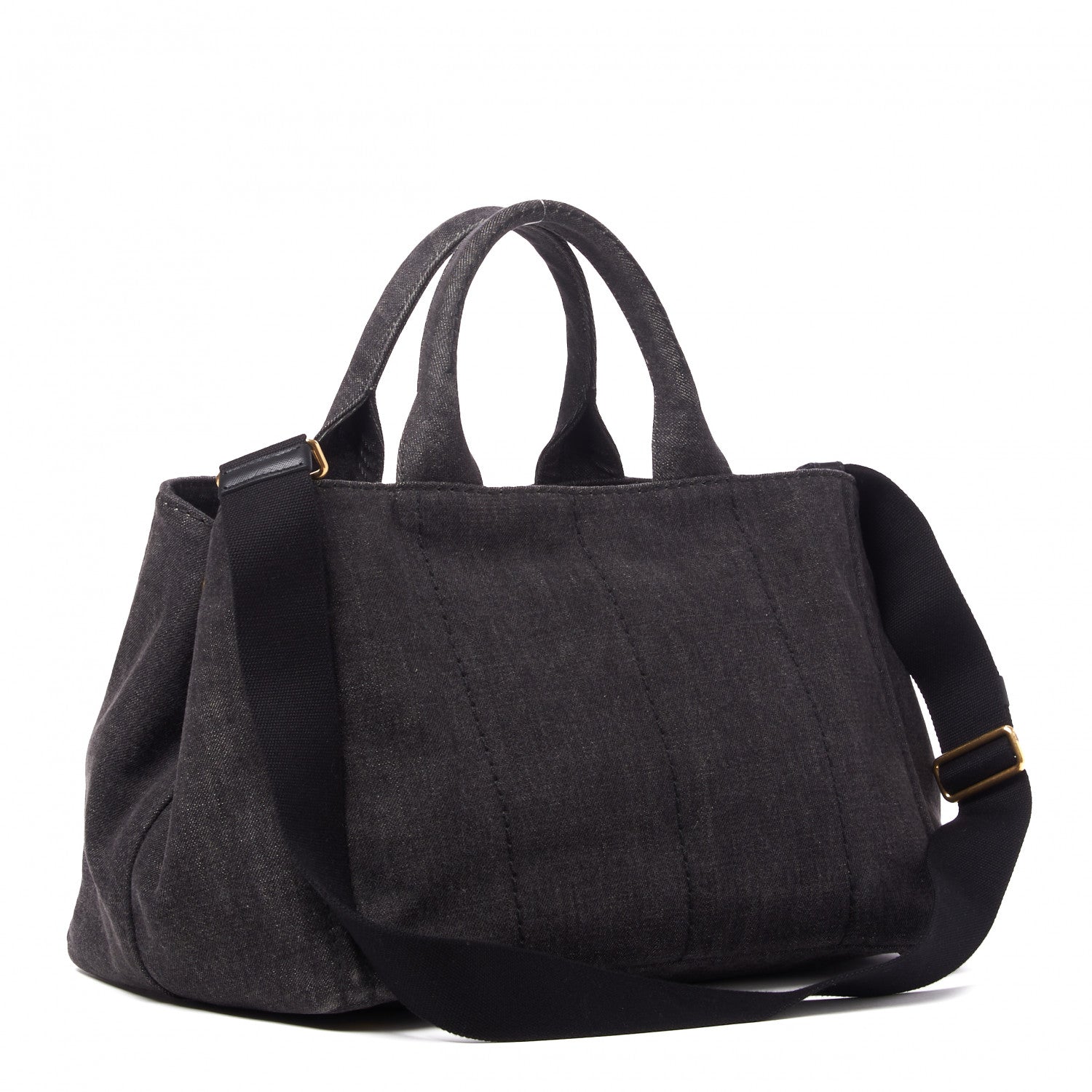 Prada Denim Logo Tote Black 2 of 9