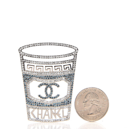 Chanel Crystal CC Greek Cup Brooch Silver Blue 3 of 6
