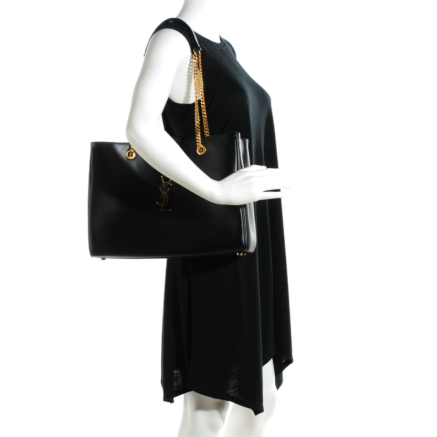 Saint Laurent Soft Calfskin Monogram Cassandre Shopper Black 2 of 7