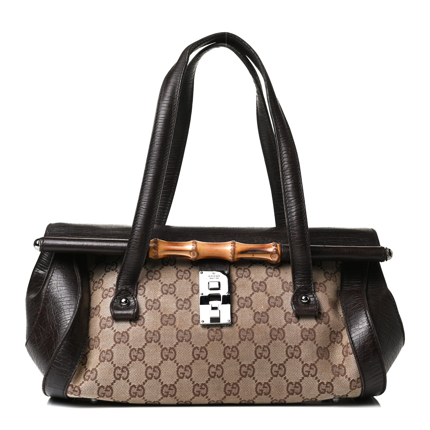 Gucci Monogram Small Bamboo Bullet Bag Dark Brown 1 of 15