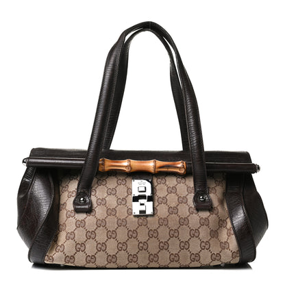 Gucci Monogram Small Bamboo Bullet Bag Dark Brown 1 of 15