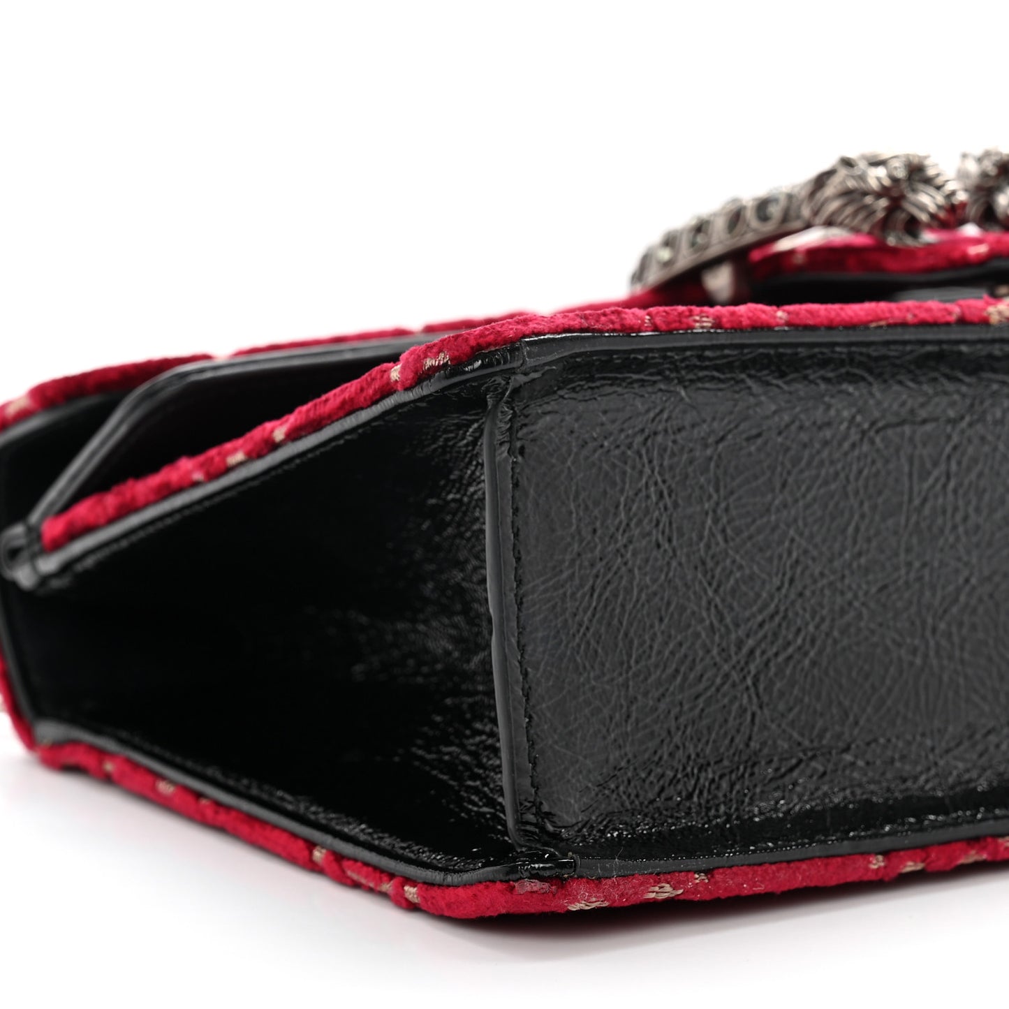 Velvet Skipper Crystal GG Monogram Small Dionysus Shoulder Bag Red Cipria Black Black Diamond
