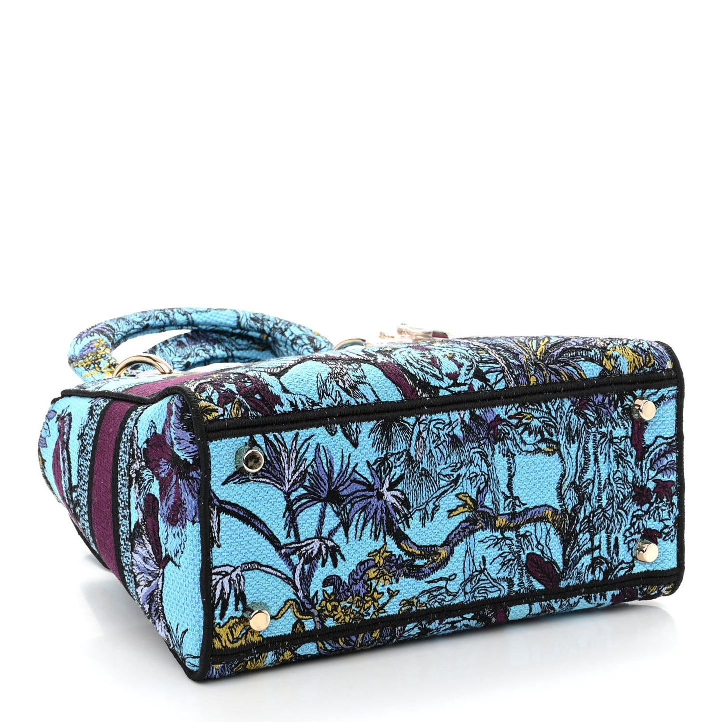 Canvas Toile de Jouy Voyage Embroidered Medium Lady D-Lite Celestial Blue