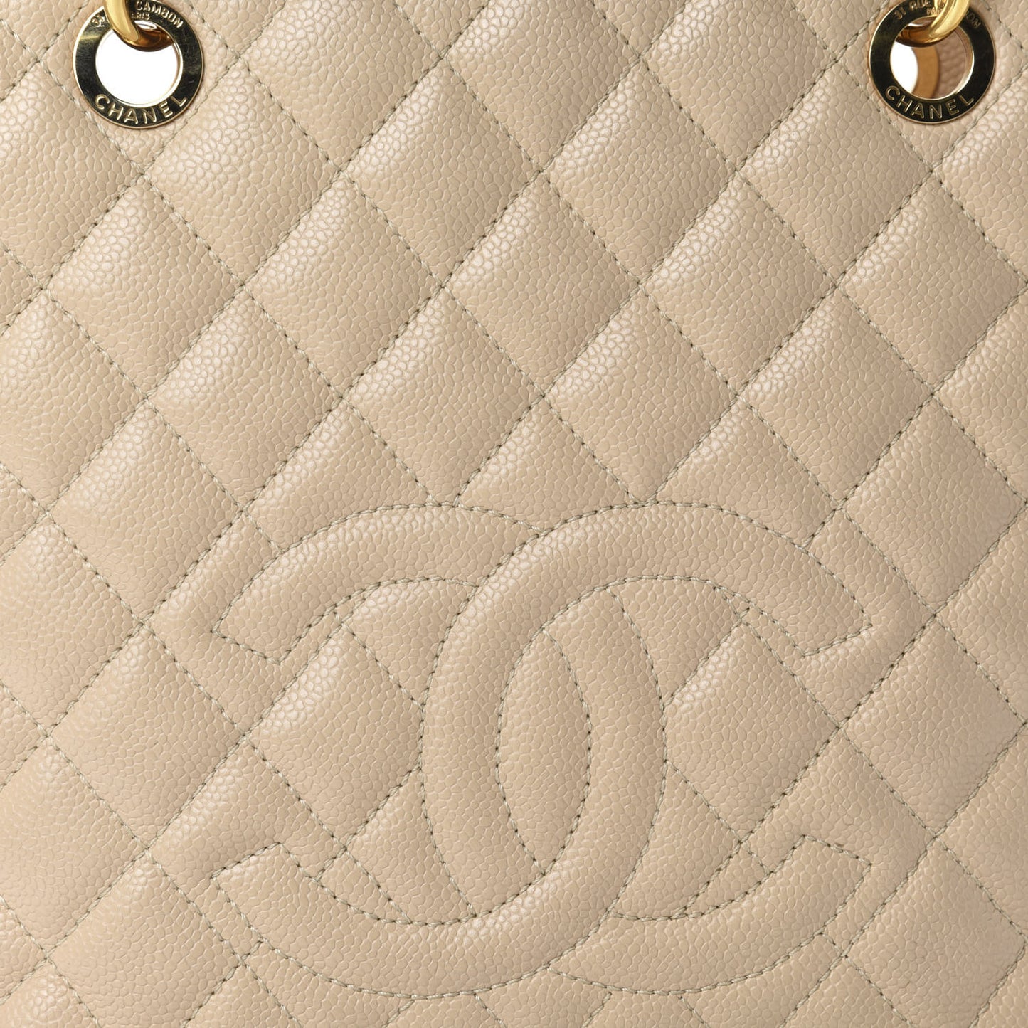 Caviar Quilted Petit Shopping Tote PST Beige