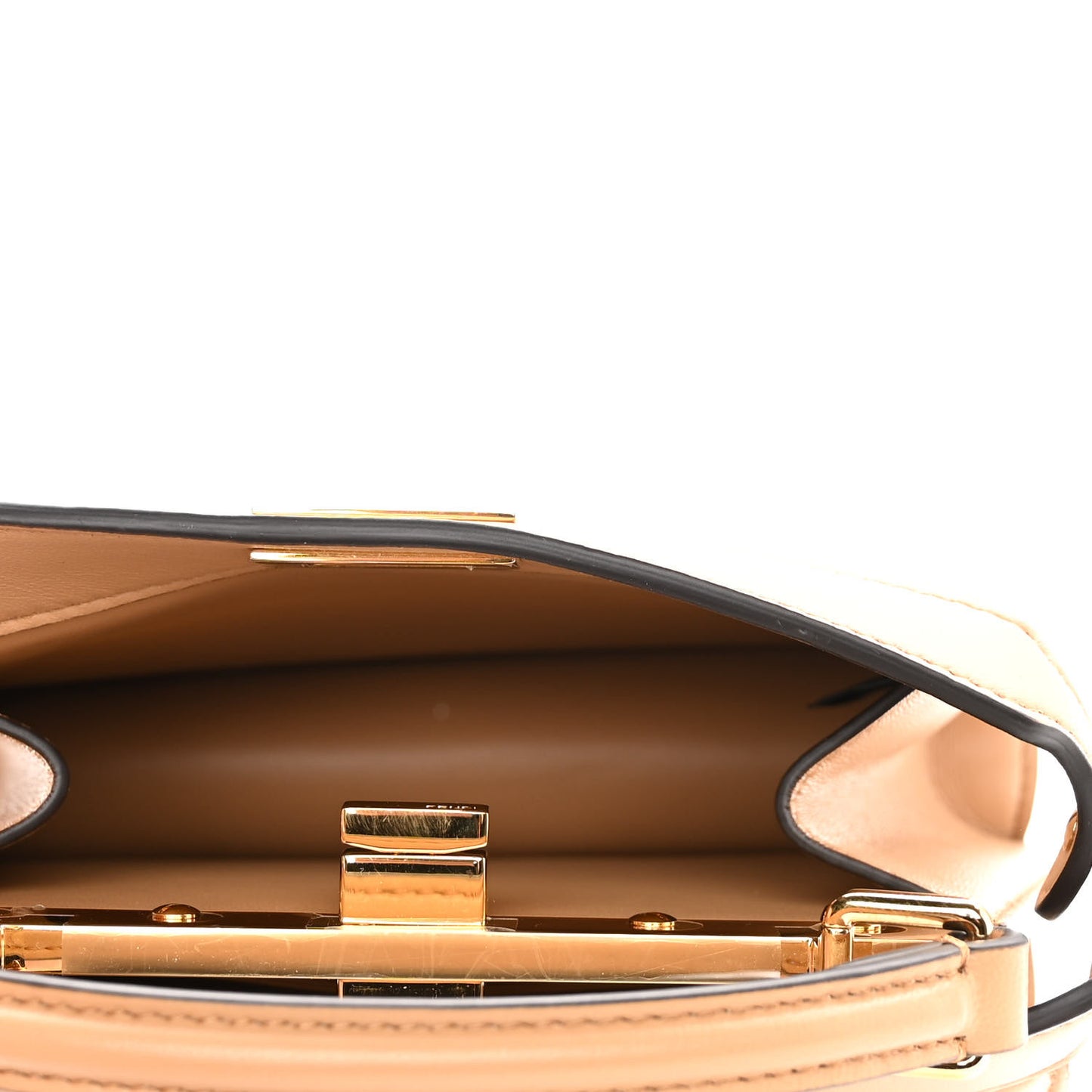 Shiny Nappa Petite Peekaboo I SEE U Satchel Miele Scuro