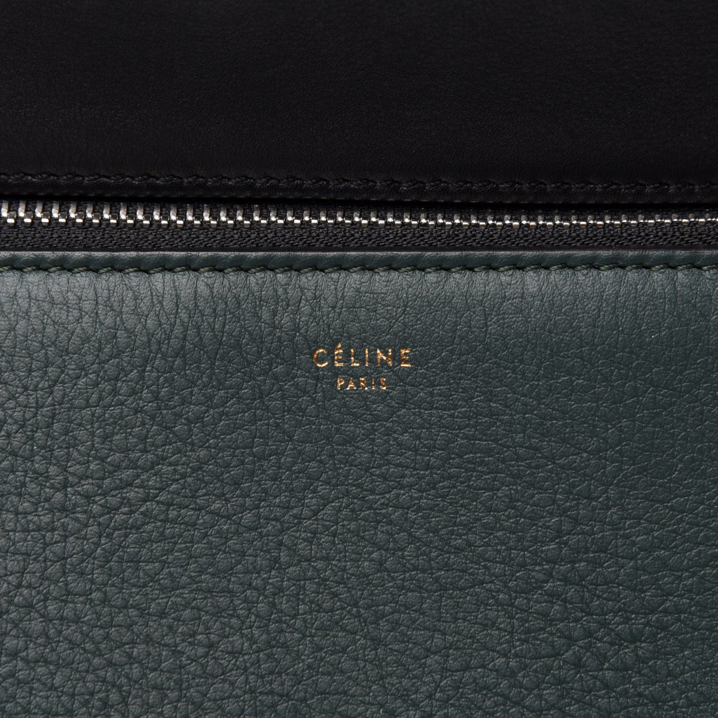 Supple Calfskin Medium Bi-Color Edge Shoulder Bag Emerald
