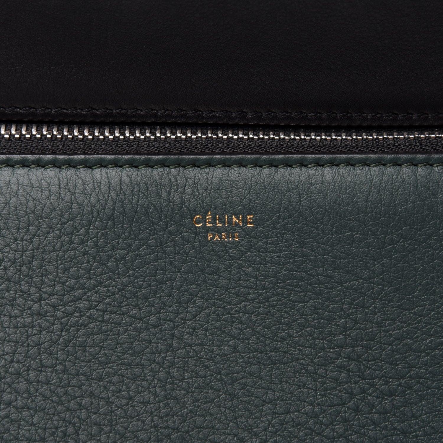 Celine Supple Calfskin Medium Bi-Color Edge Shoulder Bag Emerald 9 of 10