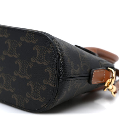 Celine Canvas Calfskin Triomphe Mini Honorine Bag Tan 8 of 9