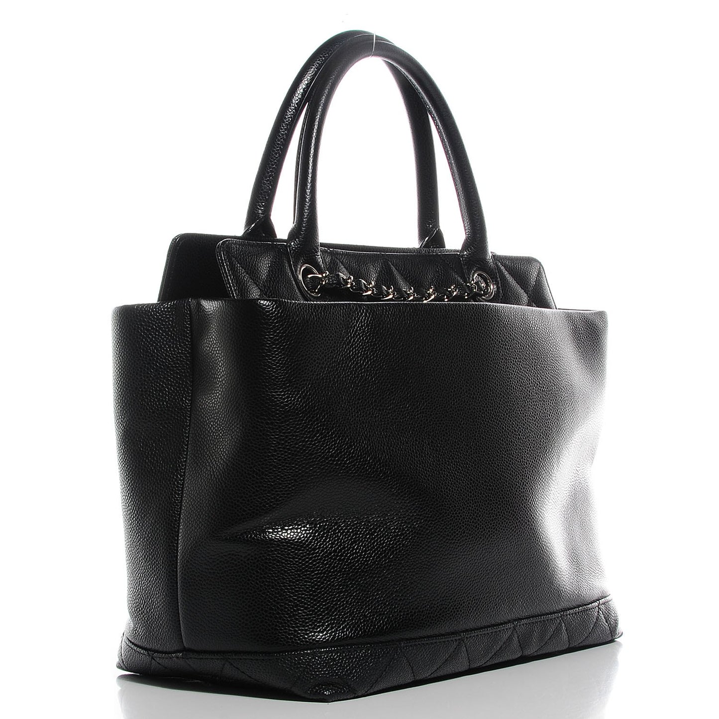Soft Caviar CC Medium Top Handle Tote Black