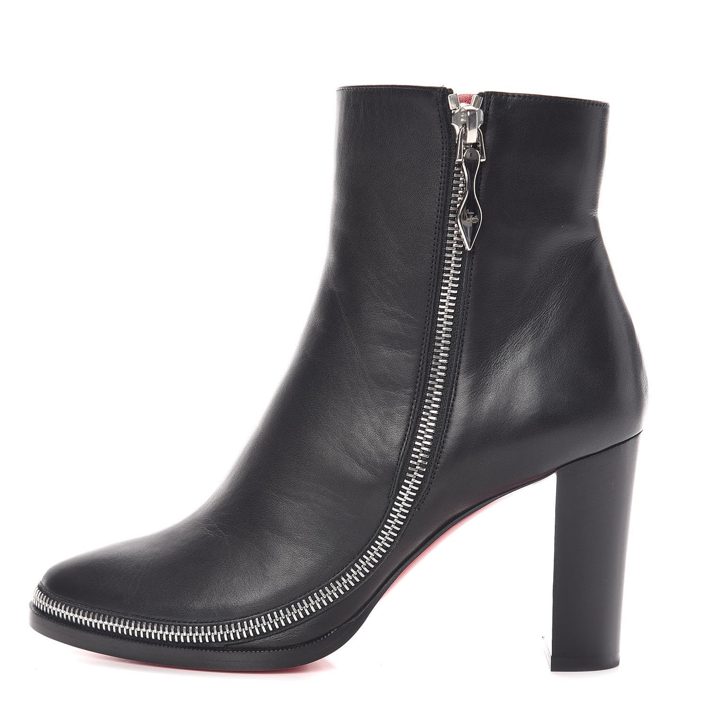 Calfskin Telezip 85 Ankle Bootie 37.5 Black