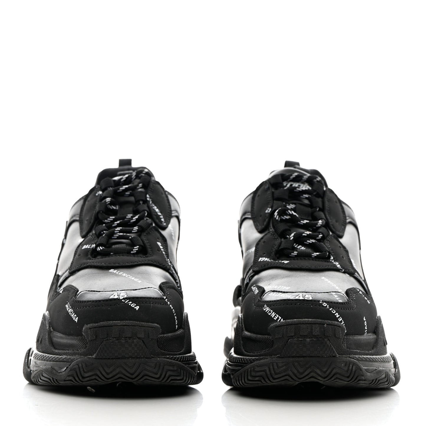 Technical Fabric Allover Logo Mens Triple S Sneakers 45 Black White
